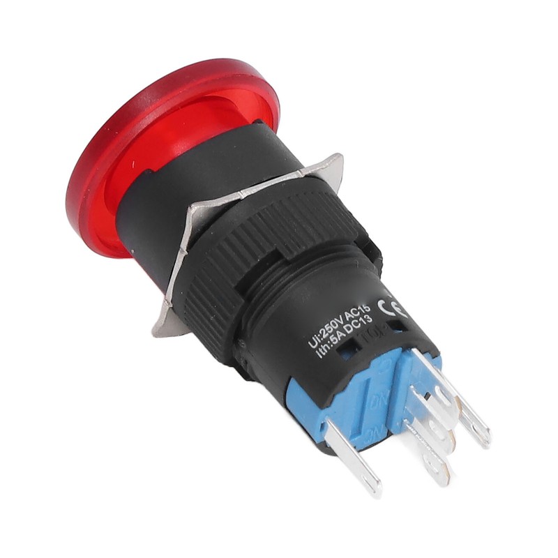 25Pcs Button Switch Mushroom Head Self Locking Push Switches with