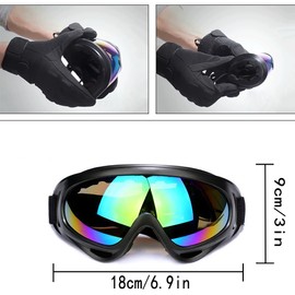 PuddingStation Men Women Peicees 12PCS Motorcycle Set, UV Protection Dustproof Windproof Safety Glasses 6PCS, Face Breathable Face Mask 6PCS (6 pairs of color goggles +6 Multicolour-02 face masks)