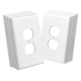VEVOR Duplex Outlet Covers, 10 Pack 1-Gang Standard Size Wall Plates, Unbreakable and Impact-Resistant Polycarbonate Thermoplastic, Dual Receptacle Faceplate, for Light Receptacle Outlet Switch,White