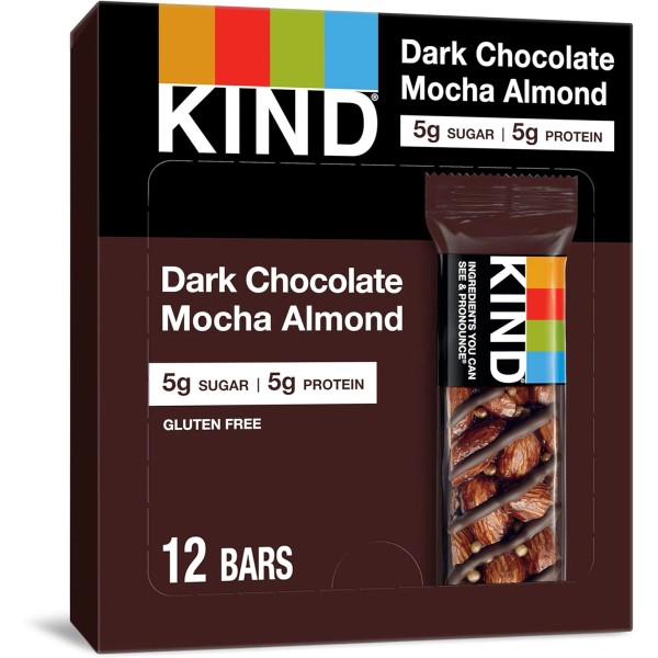 KIND Bars Dark Chocolate Mocha Almond Gluten Free Low Sugar