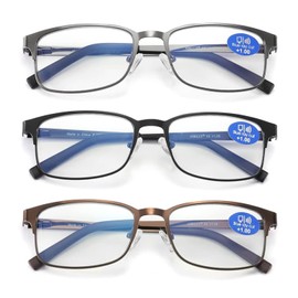AIKLLY Reading Glasses for Men - 3 Pack Blue Light Blocking Men's Metal Readers (3 Pairs Mix Color, 2.75, multiplier_x)