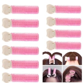 10 Pcs Bangs Curler Bangs Clip Magic Curler Hand Winding Curler Bangs Plastic Curler Makeover Curler DIY Hairstyle Easy to Use Oval Fluffy Hair Curler Pink