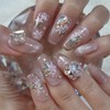 Rose gold shell butterfly handmade nail tip - long ballerina