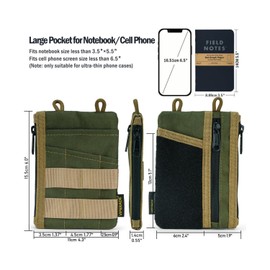 VIPERADE VE16 EDC Pouch Small EDC Organiser Tool Bag with 7 Pockets, EDC Organiser Bag for Men, Small Multitools Organiser Pouch with Velcro Area, Small EDC Pocket Pouch Green + Khaki