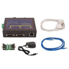 Serial Device Server Dual Port RS232 485 422 to Ethernet TCP IP 10/100Mbps RJ45 Serial to Ethernet Adapter 100‑240V US Plug