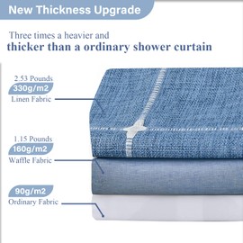 ggaimwf Shower Curtain in Boho Style Blue Shower Curtains for Bathroom Modern Rural Minimalist Farmhouse Bath Curtain Shower Curtain Made of Heavy Textile Fabric with Tassels 120 x 180 cm