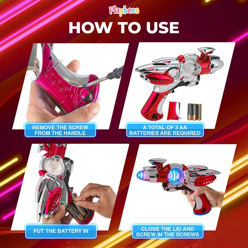 Playbees Light-Up Noise Blaster - Red - 11.5 Inches -