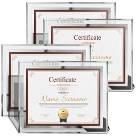 Schliersee 4x6 Glass Picture Frames Set of 4，Silver Mirrored Edge Bulk, Multi 4 by 6 Frame for Tabletop Display Home Family Photo Decor