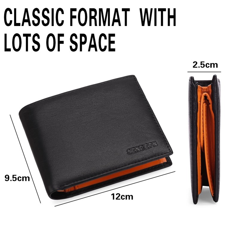 SENDEFN Men's Wallet with RFID Protection, Men's Wallet Landscape Format