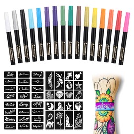 Marcadores De Tatuaje Temporales Para Piel, Marcadores Corporales De 16 Contes+77 Plantillas Grandes De Tatuaje De Colores Surtidos Para Niños Y Adultos, Punta De Brocha Flexi