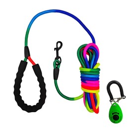 Petavee Dog Training Leash, Long Dog Training Leash with Training Clicker, Reflective Dog Leash, Extra Long Leashes of 5m 10m (15ft 30ft), Multicolor Leads for Small Medium Large Dogs 30ft(10 Meter)