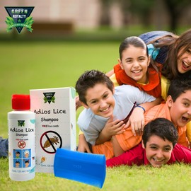 Green Royalty Adios Lice Shampoo (125ml) + Reticulated Steel Comb with Magnifying Glass
