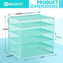 MINDEPOT 6 Tier Desk Organizer Paper Tray, Metal File Holder Desktop Organizers and Workspace Accessories for School Office Organization Storage Rack (1, Blue)
