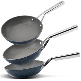 3-Piece Nonstick Frying Pan Set – Includes 8", 9.5" & 11" Aluminum Pans, Even Heat Distribution, Induction Compatible, Dishwasher Safe Cookware (blue)