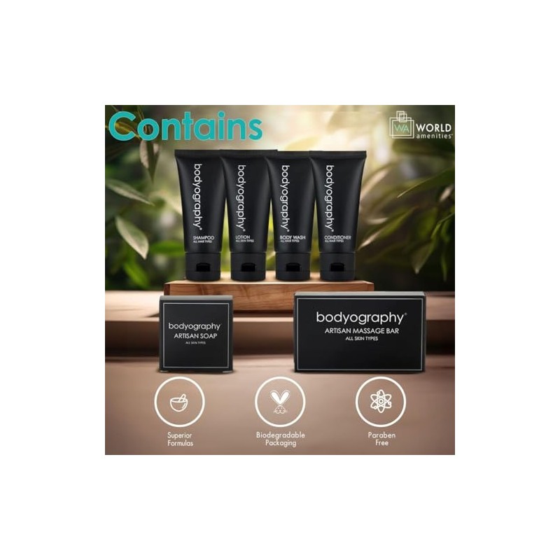 World Amenities - Kit De Aseo Bodyography 6 Piezas Champú,