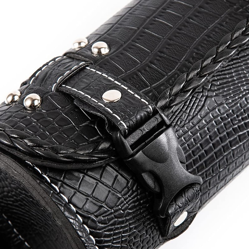 APEBAZY Universal Motorcycle Handlebar Bag Quick Release Crocodile PU Leather