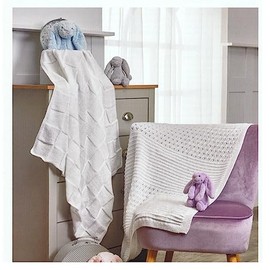 4ply Knitting Pattern for Baby Checkerboard or Lace Pram Cot Blanket (UKHKA 233)