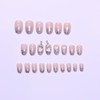 Nude Powder Nail Tips 3D Small Floral Pattern 24pcs French