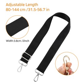 Pack of 2 Shoulder Straps for Bags, Bag Strap 75-145 cm, Nylon Canvas Strap, Adjustable Strap with Metal Carabiner Hook, Shoulder Strap for Handbags Women Men (Black)