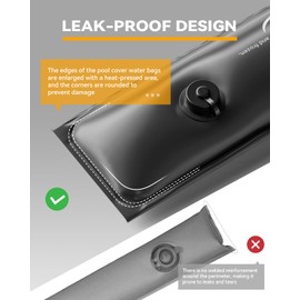 Juecity Pool Cover Water Bags, 12 Pack 10FT Water Tube for Swimming Pool, Water Weights for Pool Cover, Black Pool Water Tubes with Handle, 28 Gauge（0.42mm）