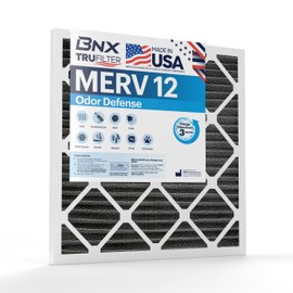 BNX TruFilter 18x24x1 MERV 12 Odor Defense (1-Pack) AC Furnace Air Filter with Activated Carbon - MADE IN USA - Pleated Air Conditioner HVAC AC Furnace Filters - Removes Odor, Mold, Bacteria, Smoke