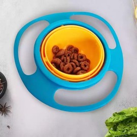 Spill-Proof Rawbes Gyro Bowl 360: Creative Plastic Feeding Baby Kid Bowl - Rotates Full 360 Degrees (Blue) | Ideal for Mess-Free Feeding & Fun Learning