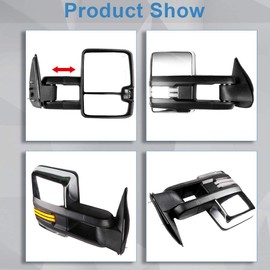 ECCPP Side Mirrors fit for 2003-2006 Chevy Silverado GMC Sierra with Dynamic Running Light Arrow Signal Reversing Lights Power Operation Heated