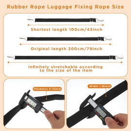 12 Pack 40 Inch/80 Inch Adjustable Bungee Cords with Hooks, Long Heavy Duty Elastic Tie Down Strap, Flat Rubber Bungee Rope for Outdoor, Camping, Tarp, Bike Rack, Luggage (Black)