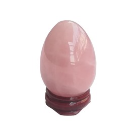 Sunshcat Natural Rose Quartz Egg Shaped Meditation Chakra and Home Decor Balance Crystals and Healing Stones Statue Set,35 * 50mm Easter and Thanksgiving Gift,with Wooden Bracket