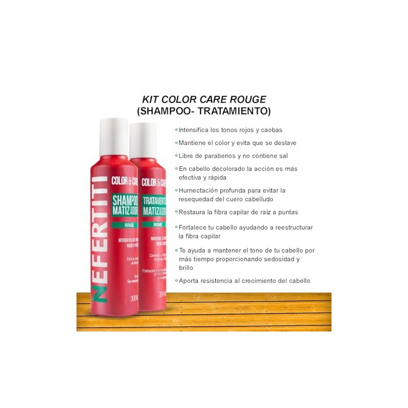 Nefertiti Shampoo Matizador Rojo Sin Sales y Parabenos + Tratamiento