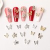 3D Butterfly Nail Charms,50PCS Mixed Shapes Butterfly Metal Nail Gems,Gold