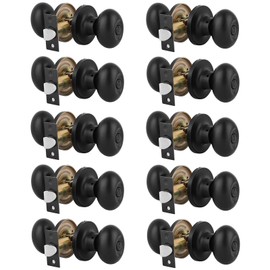 Gobrico 10 Pack Egg Style Door Knobs Handles Privacy Function for Interior Doors Black Finish