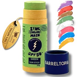 Barreltopia Surf Stick Sun Cream Face 50+ Zinc Colouring Pencils - Sun Cream Face SPF 50 - Sun Zapper Waterproof Eco Natural