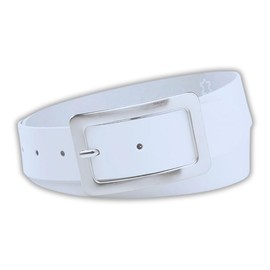 INVIDA JOYCE Women's Brown Leather Belt, Nickel-Free Women's Belt, Leather Belt for Jeans, Wide Belt 4 cm Width, Made in Germany, Waist 80-120 cm, White