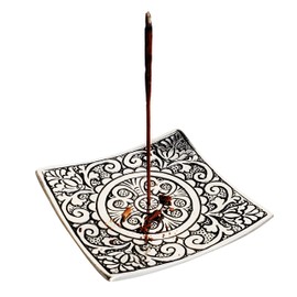 Pure Source India Aluminum Agarbatti Stand, Hand Carved Rust Proof (4 Inch x 4 Inch)