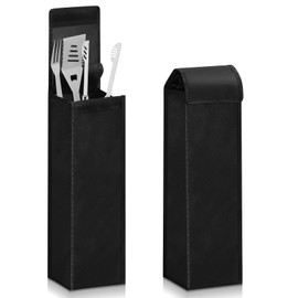 Amylove BBQ Tool Storage Grill Tool Bag Black Storage Container for Grilling Utensils Waterproof Oxford Cloth Grill Tool Holder Foldable BBQ Utensil Holder with Handle for Camping Hiking BBQ (1)