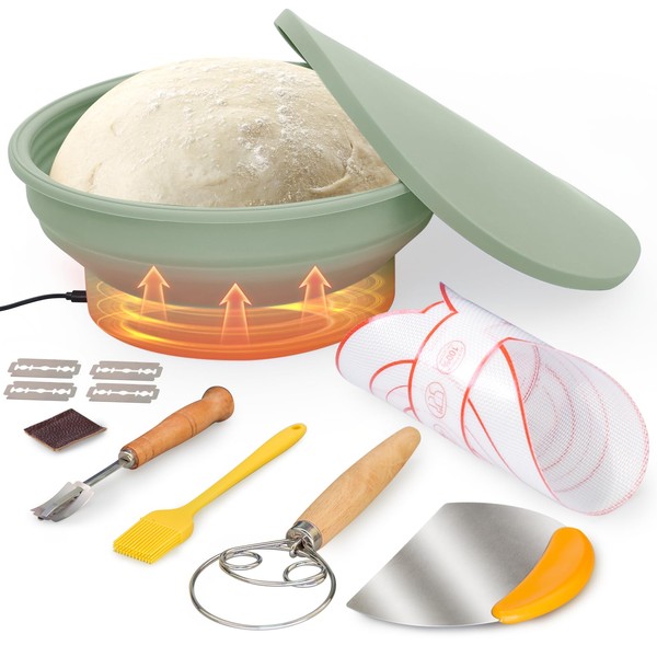 Jabbus Electric Heating Bread Proofing Basket, Sourdough Starter Warmer -