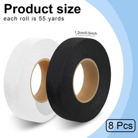HSDJLXZ 8 Rolls 1/2 Inch x 55 Yards Iron Hemming Tape for Pants, Hem Tape Iron on, Iron Tape for Hemming Curtain, Pants, Clothes