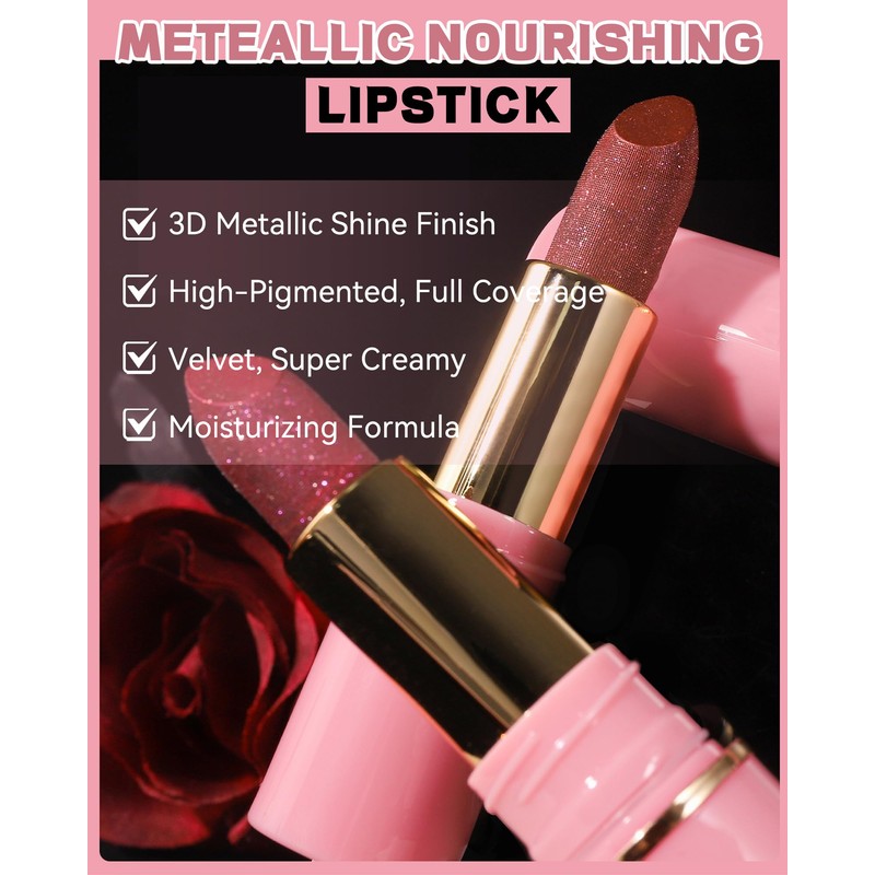 Sequin Lipstick Metallic Lipstick Shiny Long Lasting Shiny Diamond Lip