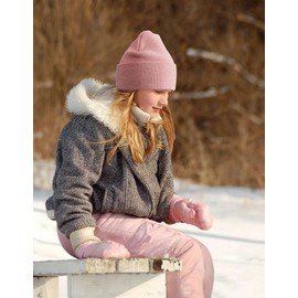 Kids Beanie Hat, Winter Toque for Boys Girls Toddler Children, Double Layer Knit Cap (Pink)