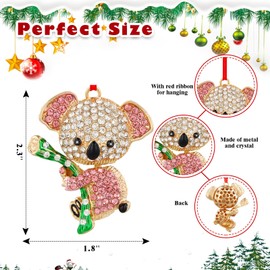 FLYAB Pink Koala Christmas Ornaments - 2024 Metal Christmas Tree Ornaments - Mini Cute Keepsake Ornaments for Christmas Tree Decorations Gifts for Koala Lovers Girls Mom