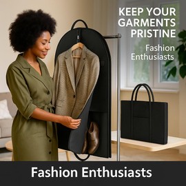 Black Fabric Travel Garment Bags with the Durable Black Suit Carrier | Wrinkle-Free Design, Spacious Compartments & Trolley Sleeve for Easy Transport | Ideal for Business Travelers & Professionals