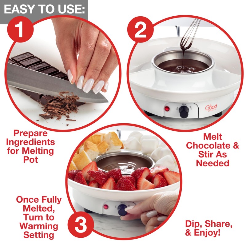 Electric Fondue Maker Deluxe Set w 4 Forks- Removable Serving