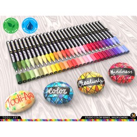 28 Wildflower Colors Acrylic Paint Pens Studio Color Series Markers Set 0.7mm Extra Fine Tip, Rock Painting, Glass, Mugs, Wood, Metal, Canvas, DIY, Detailing. Non Toxic, Waterbased, Quick Drying