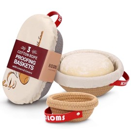 Cotton Rope Woven Bread Basket Set - Oval and Round Bread Baskets with Liners and Lids, for Bread Making, Fermentation and Storage.