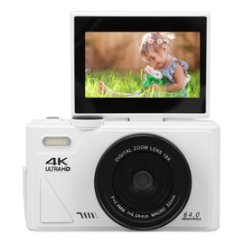 GOWENIC Cámara Digital de 64MP, Pantalla de 3 Pulgadas, Cámara Digital Compacta Retro de Video 4K, Zoom Digital de 18X, Cámara de Vlogging Recargable, para Transmisión en Vivo y