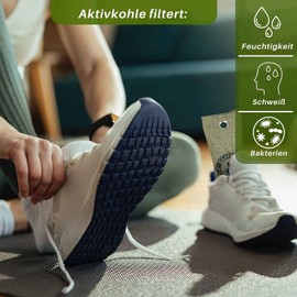 BlueFox Air Freshener Made of Bamboo Activated Carbon Set of 2 – 75 g – Odour Remover – Air Purifier – Dehumidifier – For Fresh Shoes – Foot Odour Removal – Shoe Freshener – German Brand – Green