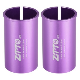 A ABSOPRO Seatpost Shim Adapter Durable 31.8mm 1.25" ID 34.9mm 1.37" OD Bike Seatpost Tube Reducing Sleeve Bushing Aluminum Alloy Purple (Set of 2)