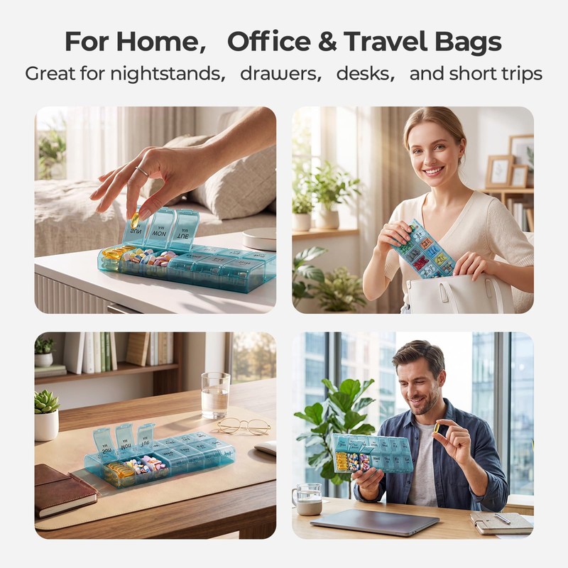 7 Day Pill Organizer 2 Times a Day, XL Large