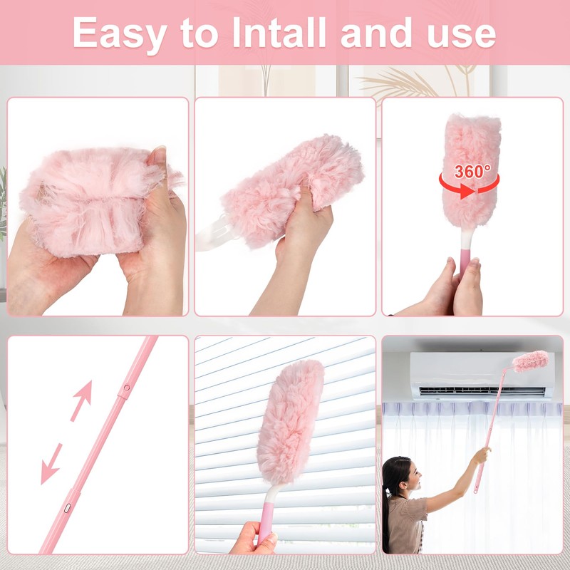 30 PCS Dust Magnet Disposable Dust 360° Pink Dusting Kit